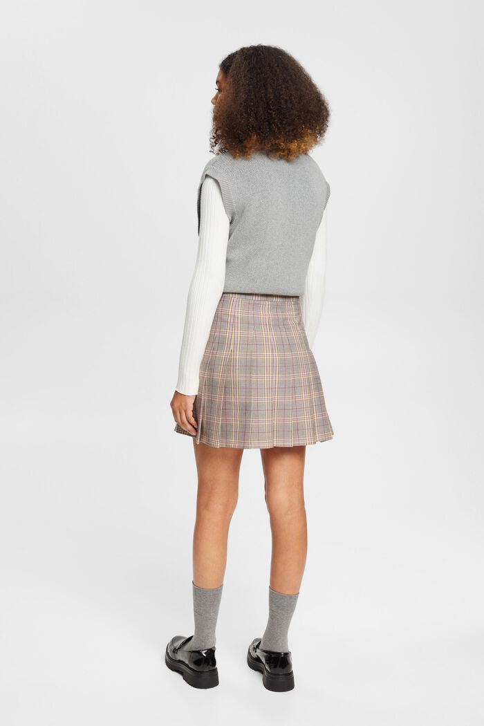 Minifalda plisada con estampado de cuadros, BEIGE, detail image number 5