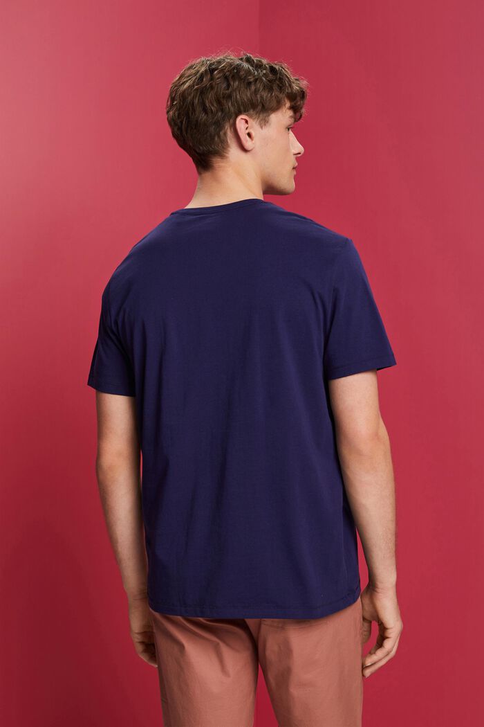 Camiseta de cuello redondo con estampado, 100% algodón, DARK BLUE, detail image number 3