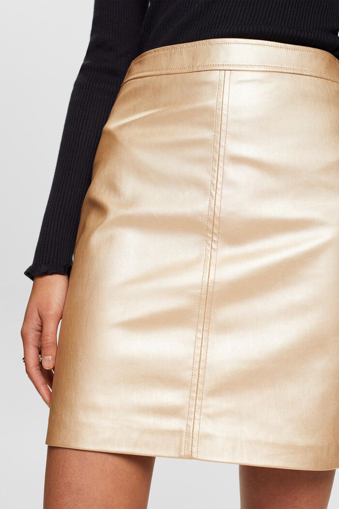 Minifalda de polipiel brillante, GOLD, detail image number 2