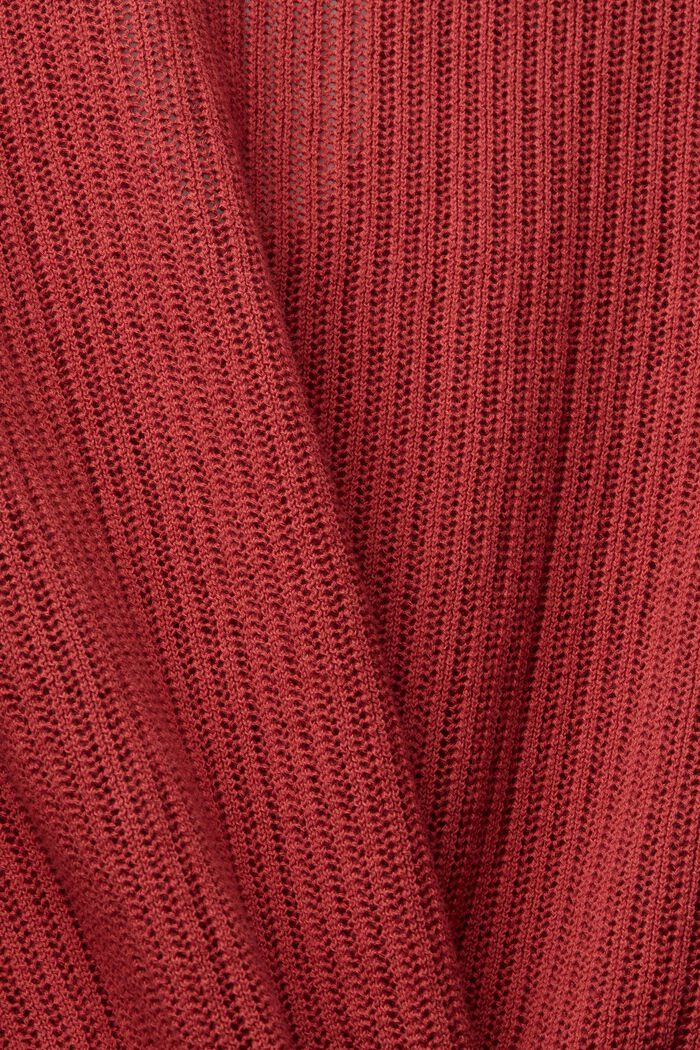 Con lino: jersey con mangas cortas avolantadas, TERRACOTTA, detail image number 4