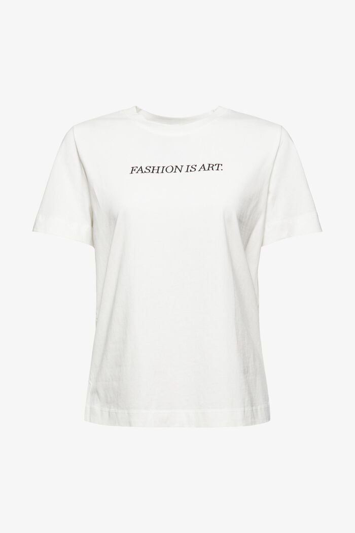 Camiseta con bordado, 100% algodón ecológico, OFF WHITE, overview