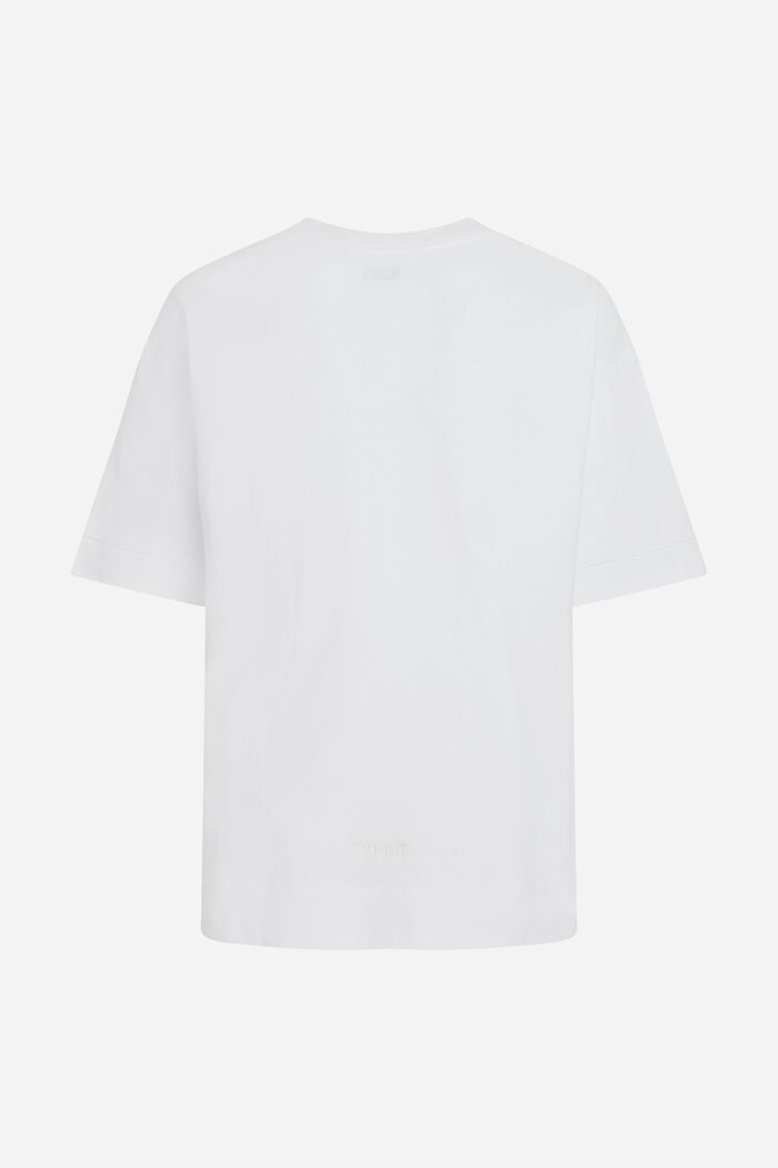Camiseta con estampado de tejido vaquero índigo, WHITE, detail image number 5