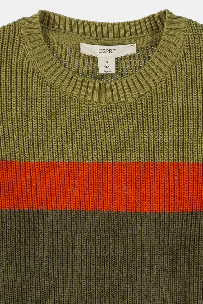 Jersey de algodón con rayas contrastantes, OLIVE, detail image number 2