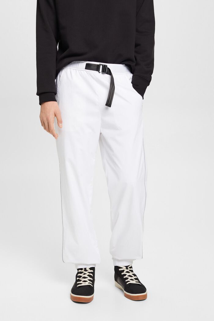 Pantalón deportivo de tiro alto y corte tapered, WHITE, detail image number 0