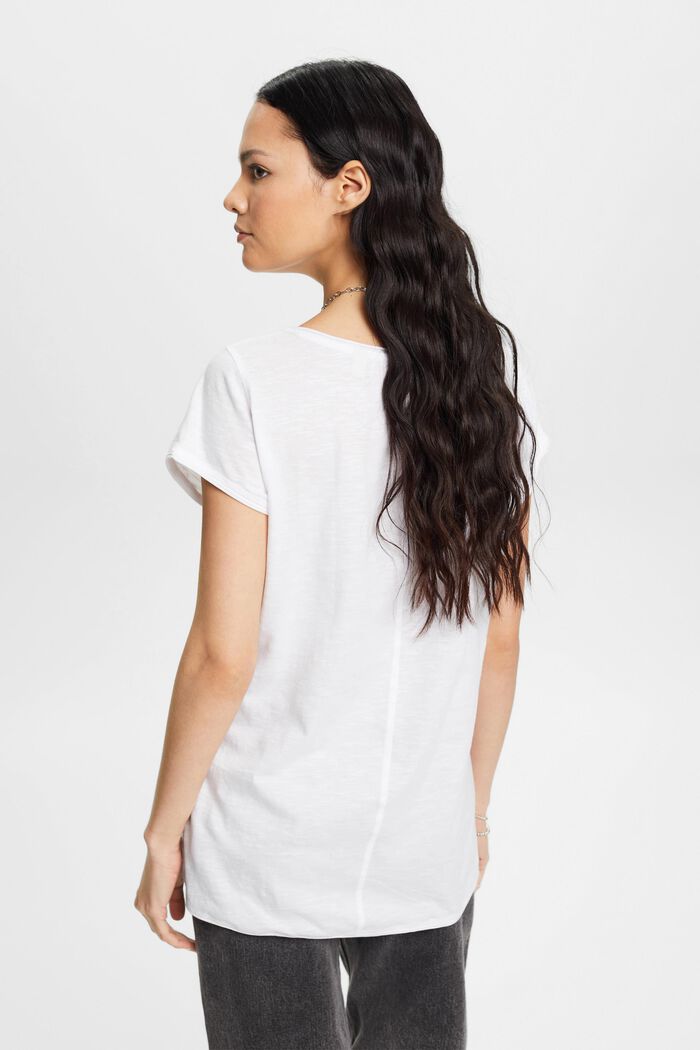 Camiseta flameada de algodón, WHITE, detail image number 3