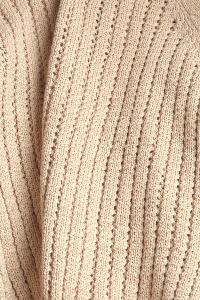 Cárdigan con punto calado, algodón ecológico, SAND, detail image number 1