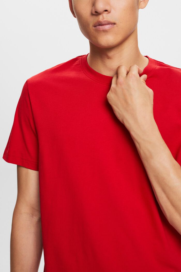Camiseta de cuello redondo en tejido jersey de algodón Pima, DARK RED, detail image number 2