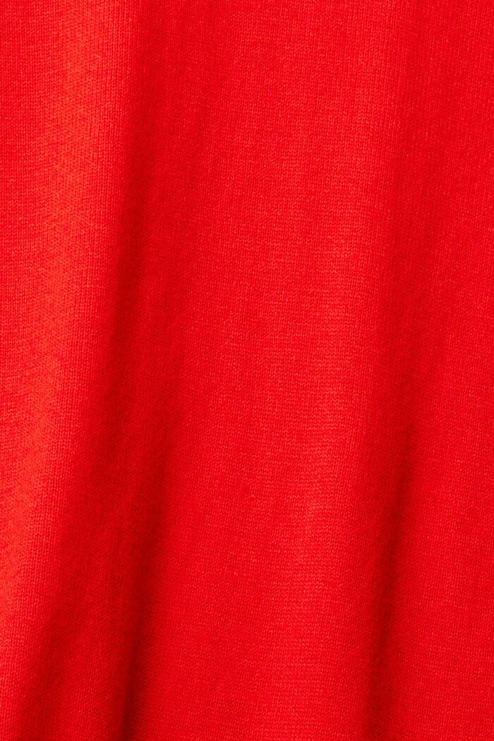 Jersey básico con cuello en V, mezcla de algodón, RED, detail image number 5