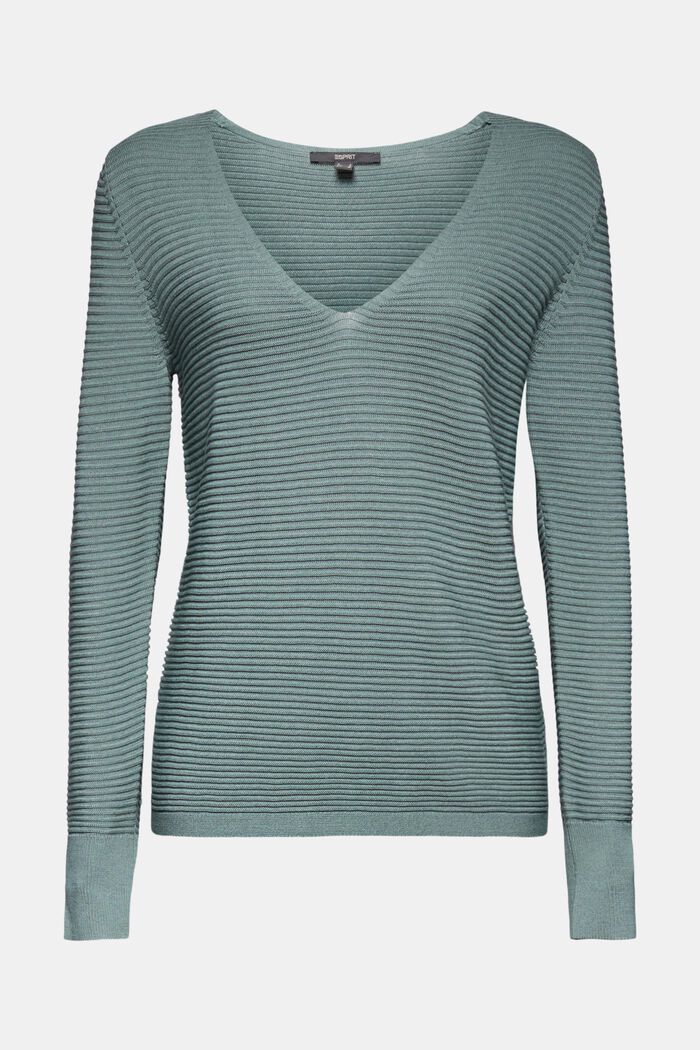 Con lyocell TENCEL™: jersey de canalé, DARK TURQUOISE, detail image number 0