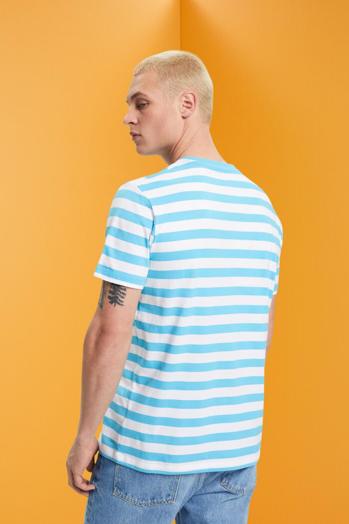 Camiseta de algodón a rayas, TURQUOISE, detail image number 3