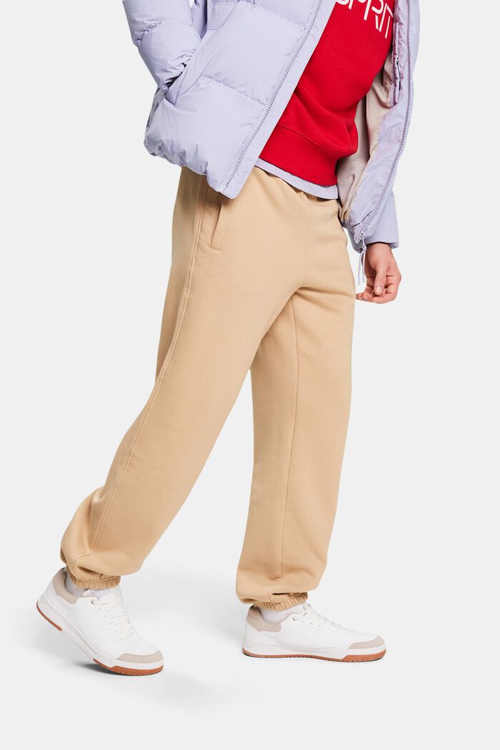 Pantalones de felpa de algodón con logotipo, BEIGE, detail image number 0