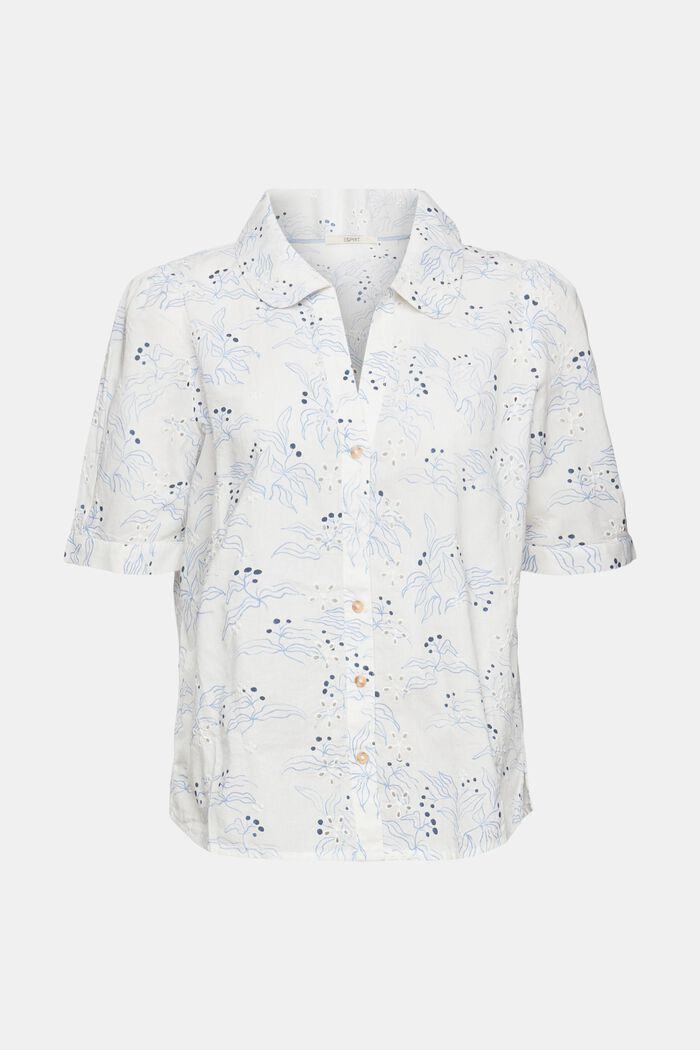 Blusa estampada con bordado de flores, OFF WHITE, detail image number 6