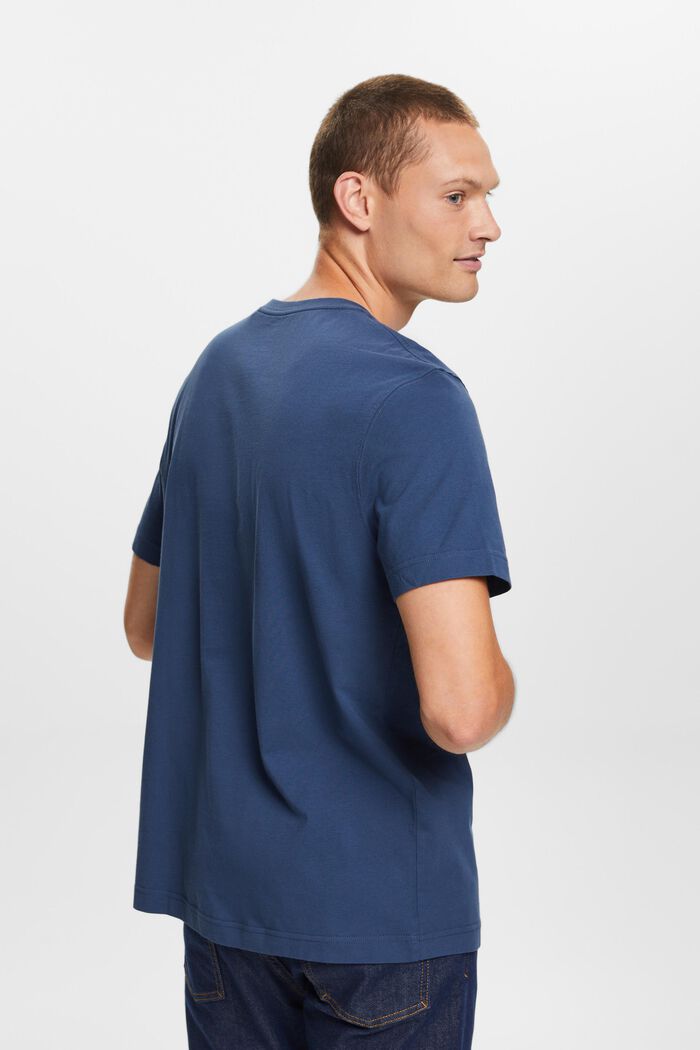 Camiseta en tejido jersey de algodón con diseño geométrico, GREY BLUE, detail image number 3