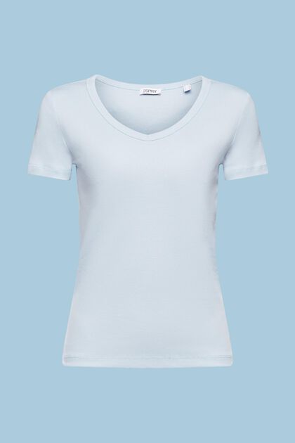 Camiseta de algodón con cuello en pico
