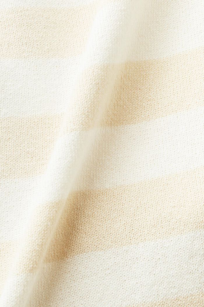 Jersey a rayas de algodón y lino, CREAM BEIGE, detail image number 4
