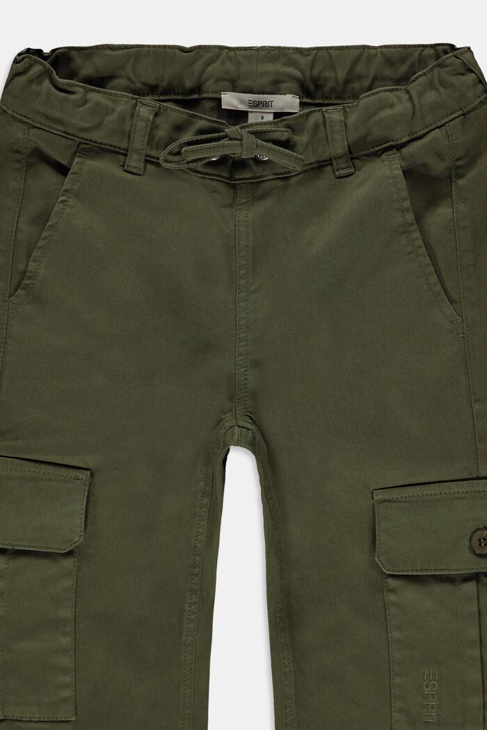 Pantalón estilo cargo con cintura ajustable, algodón ecológico, KHAKI GREEN, detail image number 2