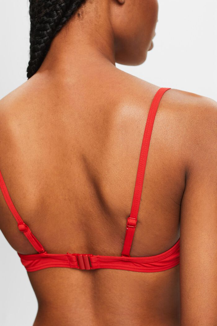 Top de bikini estampado con relleno y sin aros, DARK RED, detail image number 4