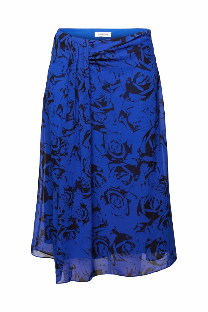 Falda de gasa fruncida con estampado, BRIGHT BLUE, detail image number 6