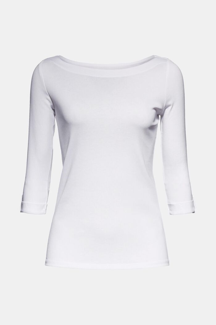 Camiseta de algodón ecológico con mangas de tres cuartos, WHITE, detail image number 0