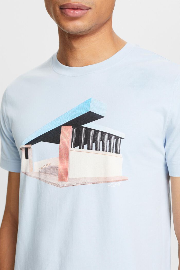 Camiseta con estampado geométrico, LIGHT BLUE, detail image number 3