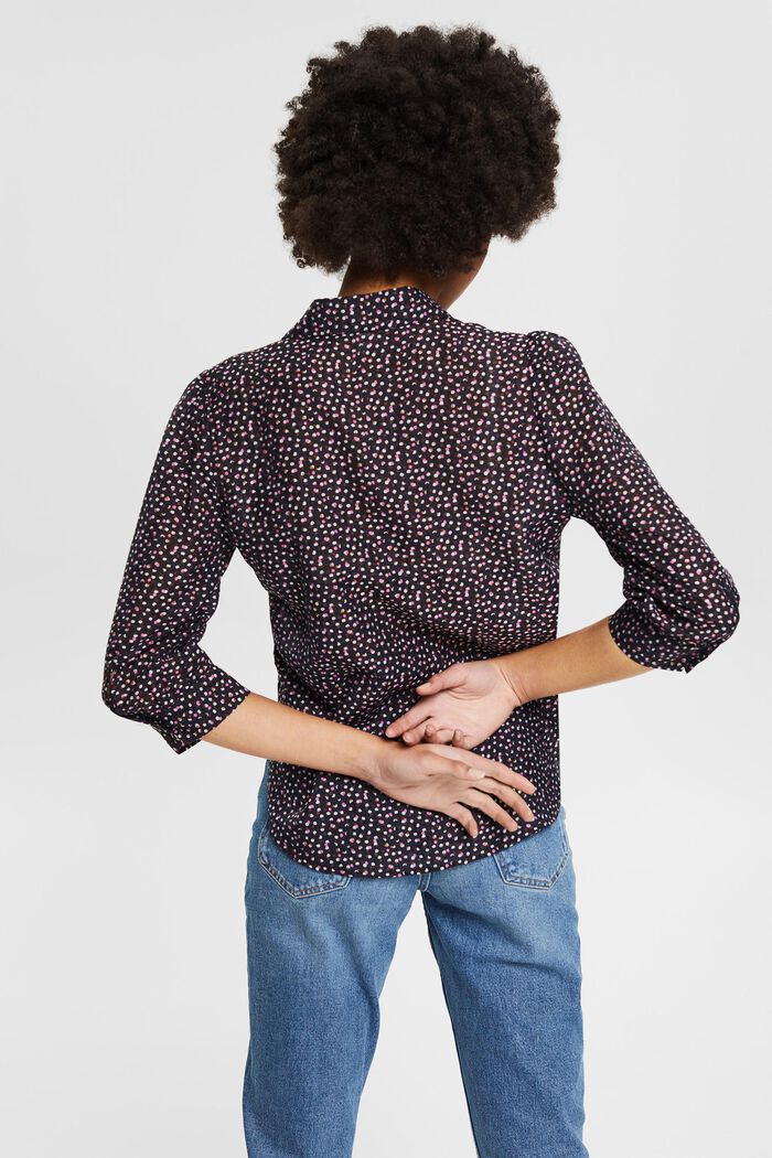 Con lino: blusa estampada, NAVY, detail image number 3
