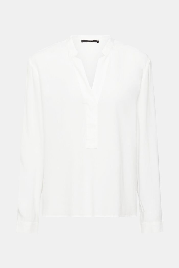 Blusa con cuello pico, LENZING™ ECOVERO™, OFF WHITE, detail image number 6
