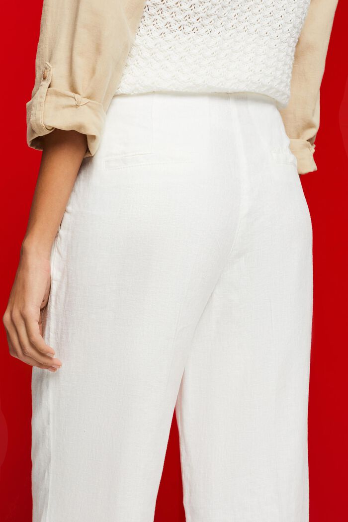Pantalones de lino con pernera ancha, OFF WHITE, detail image number 4