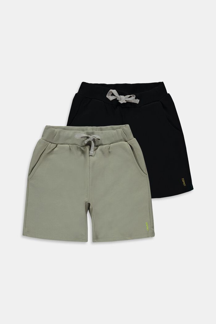 Pack de 2 pantalones cortos de felpa, DUSTY GREEN, detail image number 0