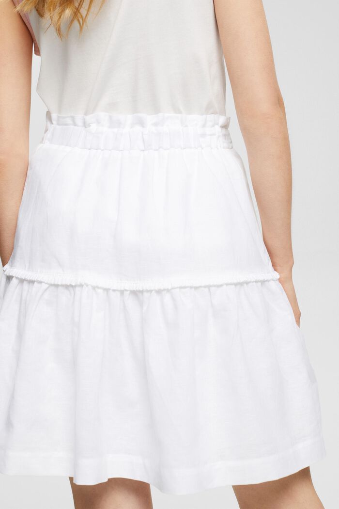 Minifalda en mezcla de lino, WHITE, detail image number 5