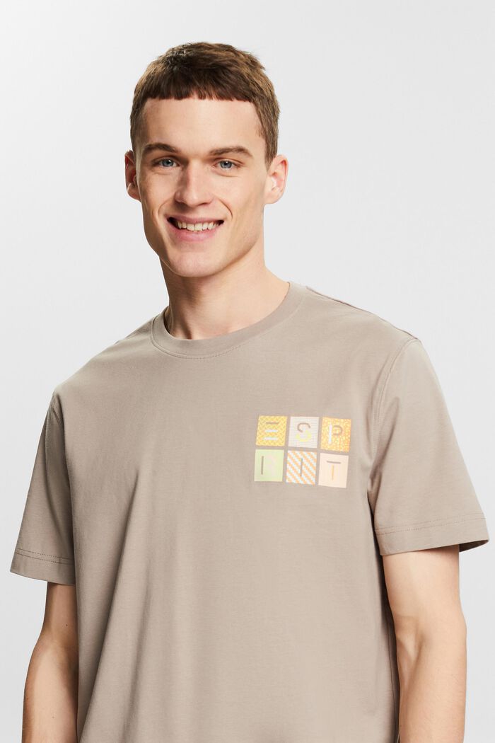 Camiseta en jersey de algodón con logotipo, LIGHT TAUPE, detail image number 0
