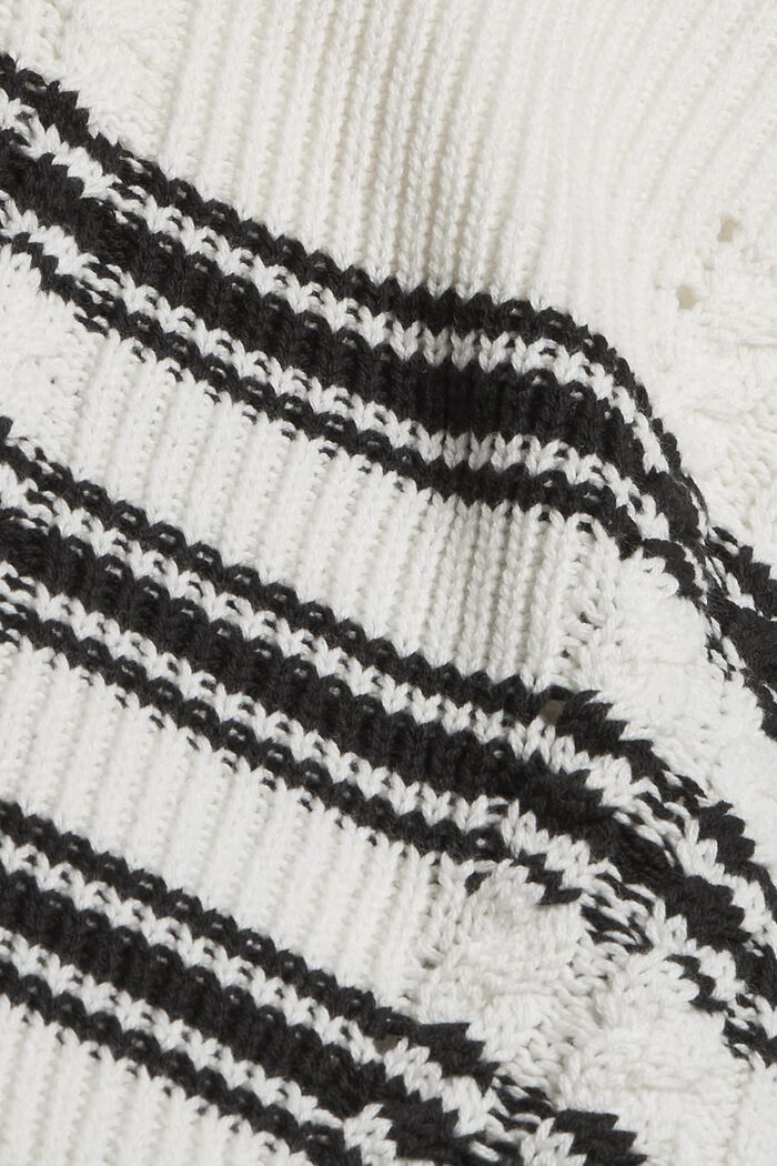 Jersey de punto con cuello de cremallera y diseño trenzado, OFF WHITE, detail image number 4