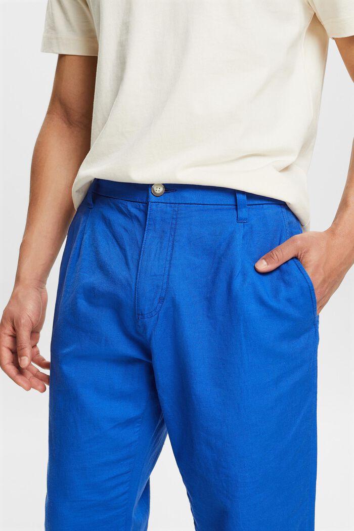 Pantalón Straight en lino y algodón, BRIGHT BLUE, detail image number 4