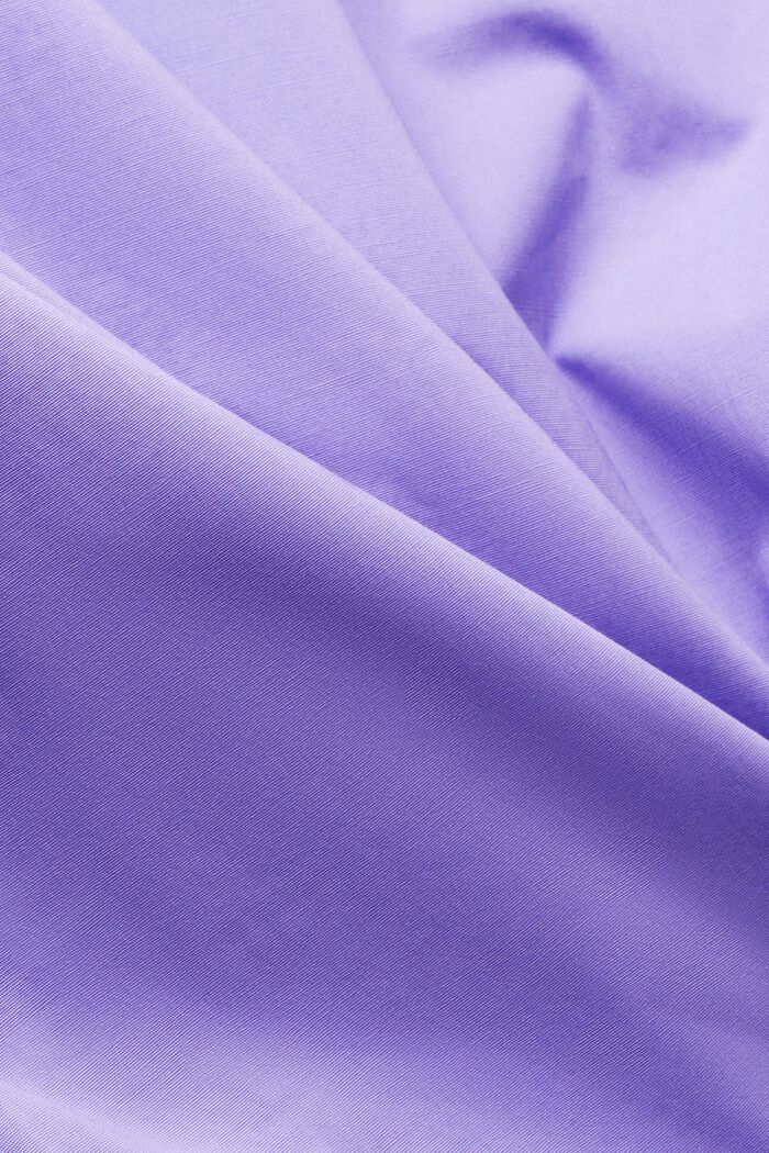 Blusa de algodón con cuello en pico y detalle fruncido, PURPLE, detail image number 4