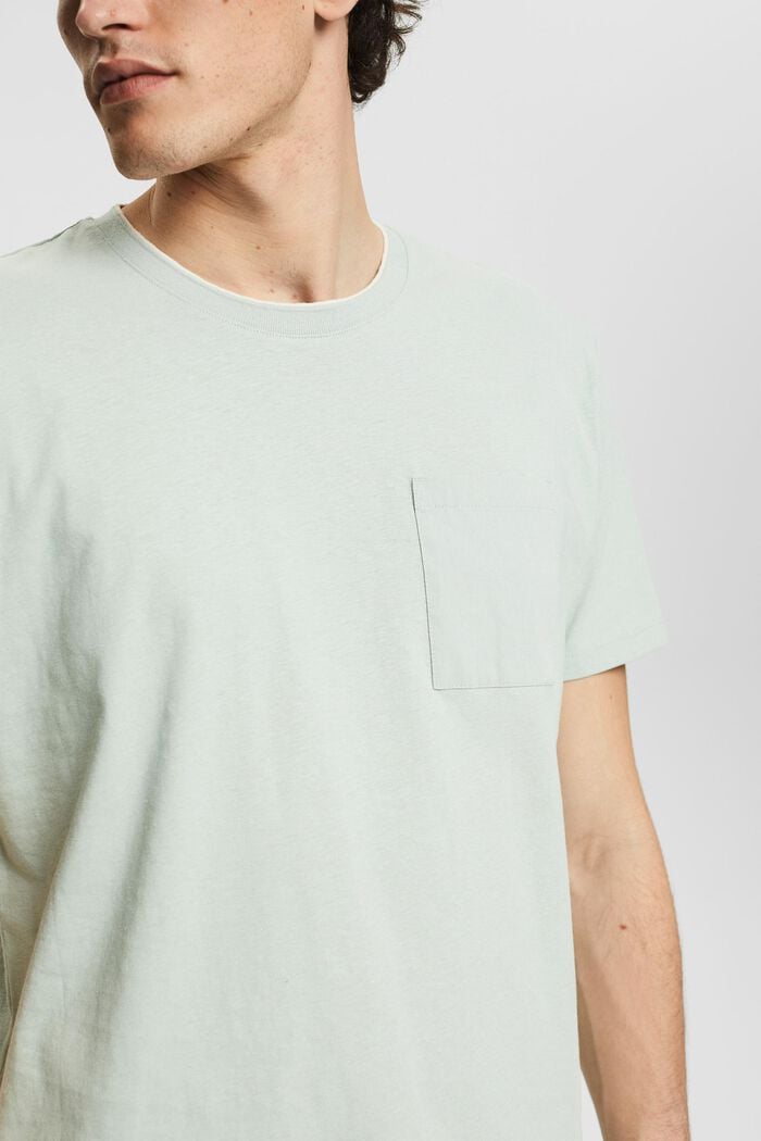 Con lino: camiseta de jersey con bolsillo en el pecho, LIGHT KHAKI, detail image number 1