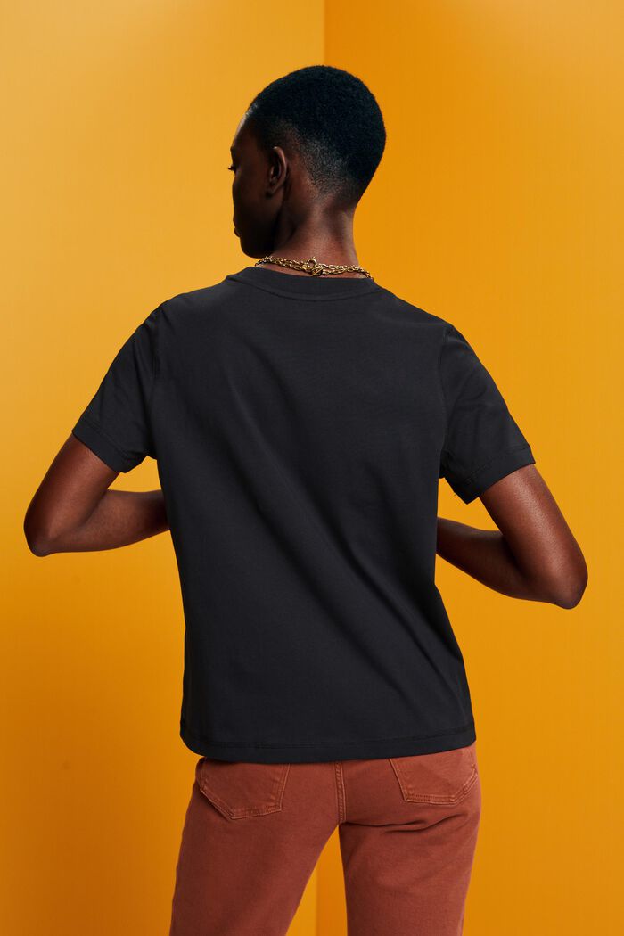 Camiseta holgada, 100 % algodón, BLACK, detail image number 3