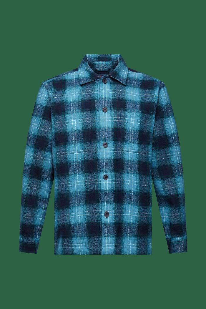 Camisa de franela de algodón a cuadros, DARK TURQUOISE, detail image number 6