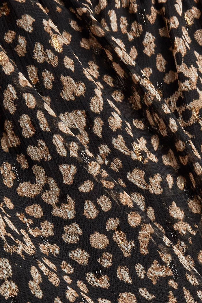 Reciclada: blusa con estampado de leopardo y aberturas en los hombros, BLACK, detail image number 4