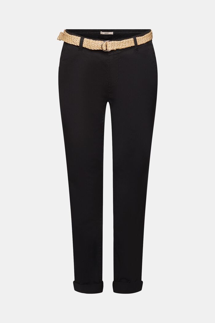 Pantalones chinos con cinturón, BLACK, detail image number 6