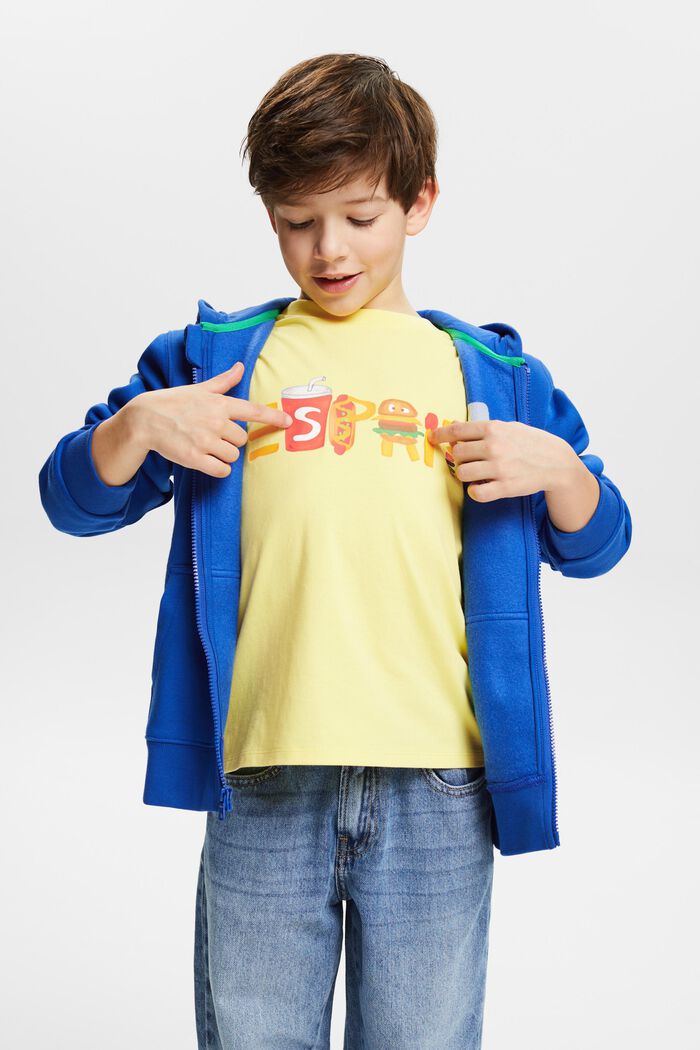 Camiseta de algodón con manga larga y logotipo, PASTEL YELLOW, detail image number 0