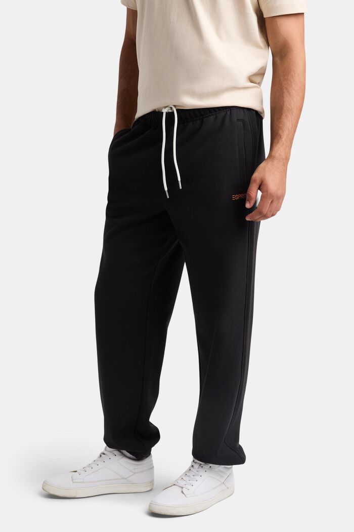 Pantalones de felpa de algodón con logotipo, BLACK, detail image number 0