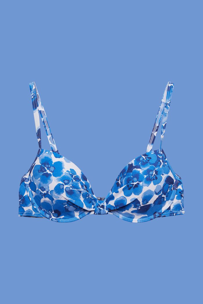 Top de bikini de aros de tejido reciclado con relleno, BLUE, detail image number 4