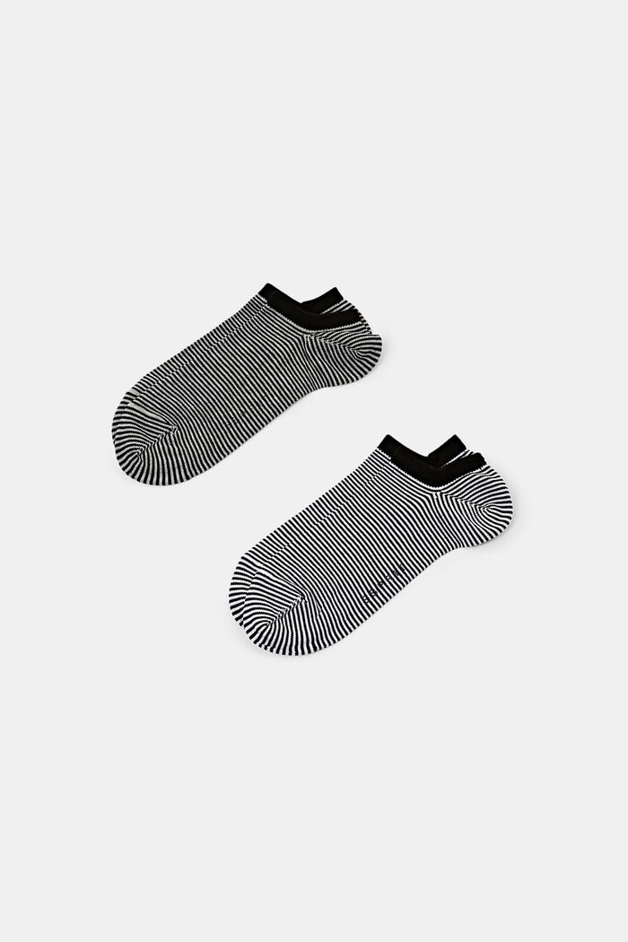 Pack de 2 pares de calcetines tobilleros a rayas, BLACK, detail image number 0