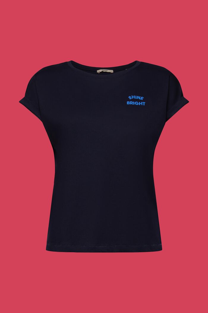 Camiseta con mini estampado, 100% algodón, NAVY, detail image number 6
