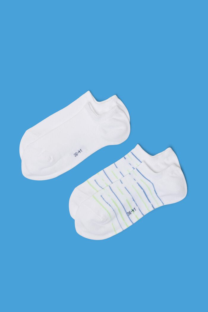 Pack de 2 calcetines tobilleros de algodón ecológico efecto invisible, WHITE, detail image number 0