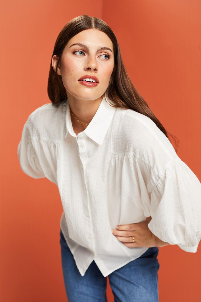 Blusa oversize, 100% algodón, WHITE, detail image number 4