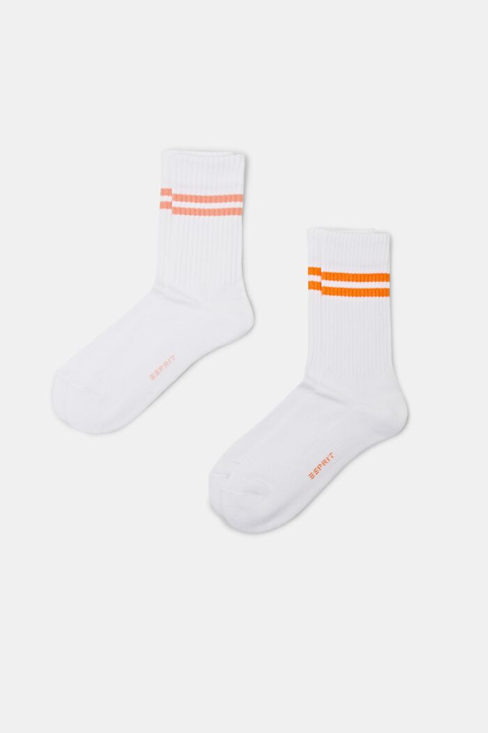 Pack de 2 pares de calcetines de tenis a rayas, WOOLWHITE, detail image number 0