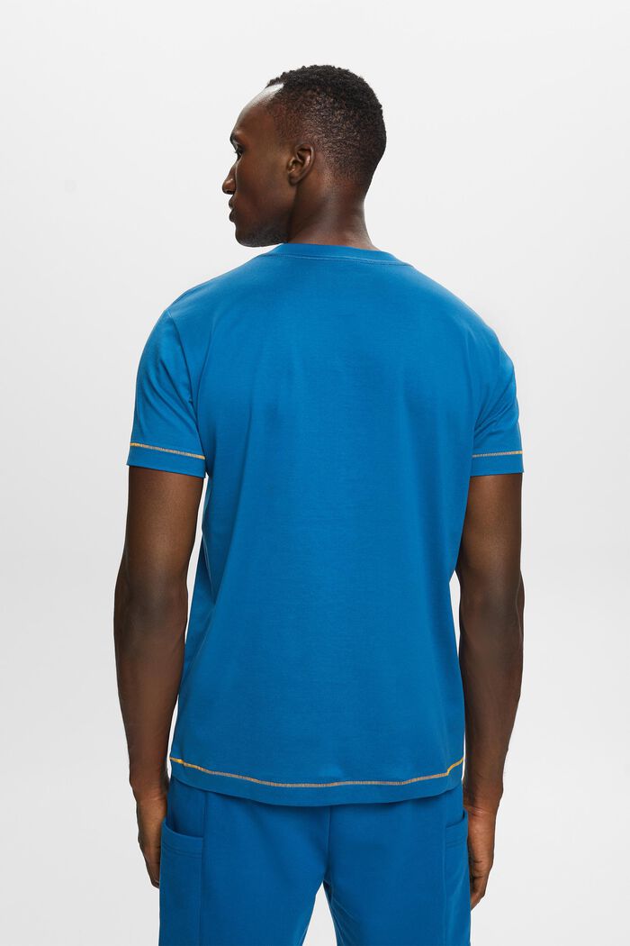 Camiseta de tejido jersey con cuello redondo, 100 % algodón, DARK BLUE, detail image number 3