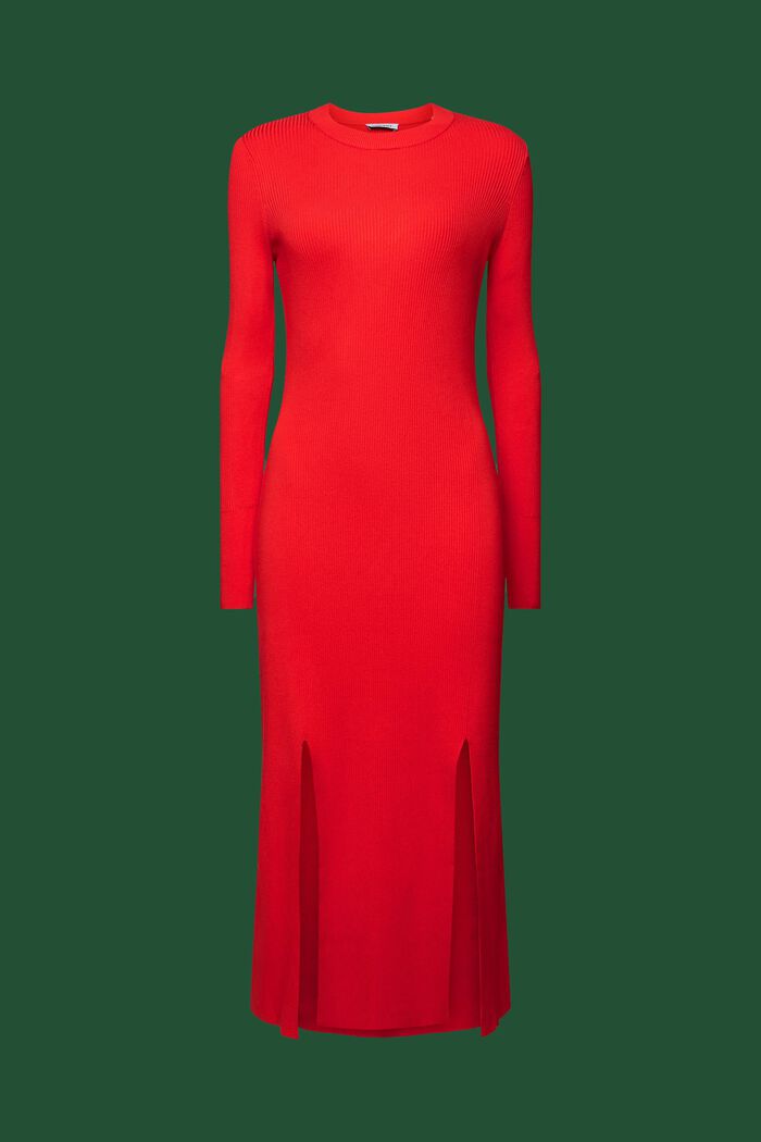 Vestido midi de punto acanalado, RED, detail image number 7