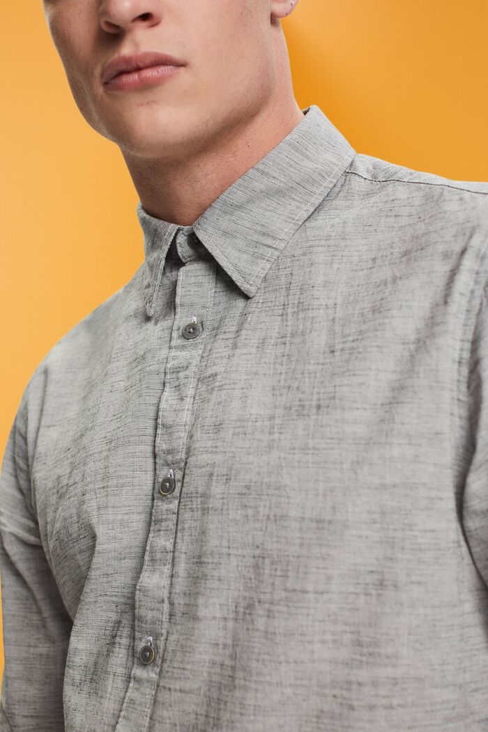 Camisa de algodón sostenible a rayas, MEDIUM GREY, detail image number 2