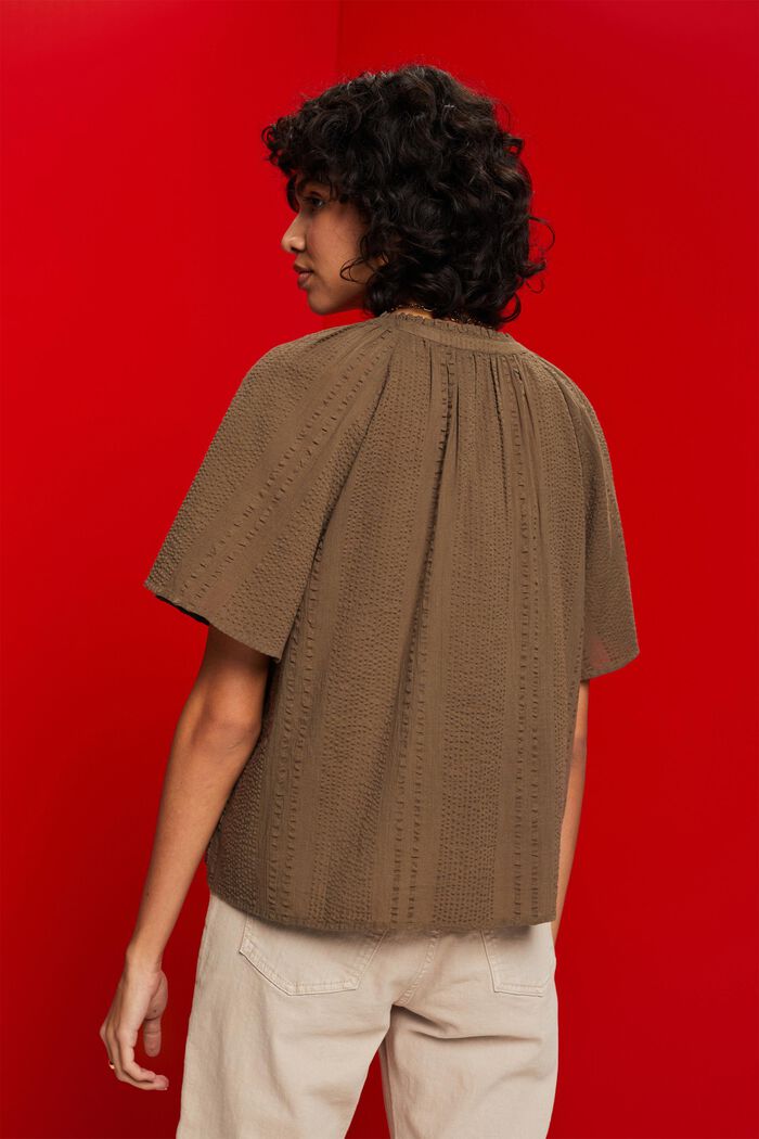 Blusa de algodón, KHAKI GREEN, detail image number 3